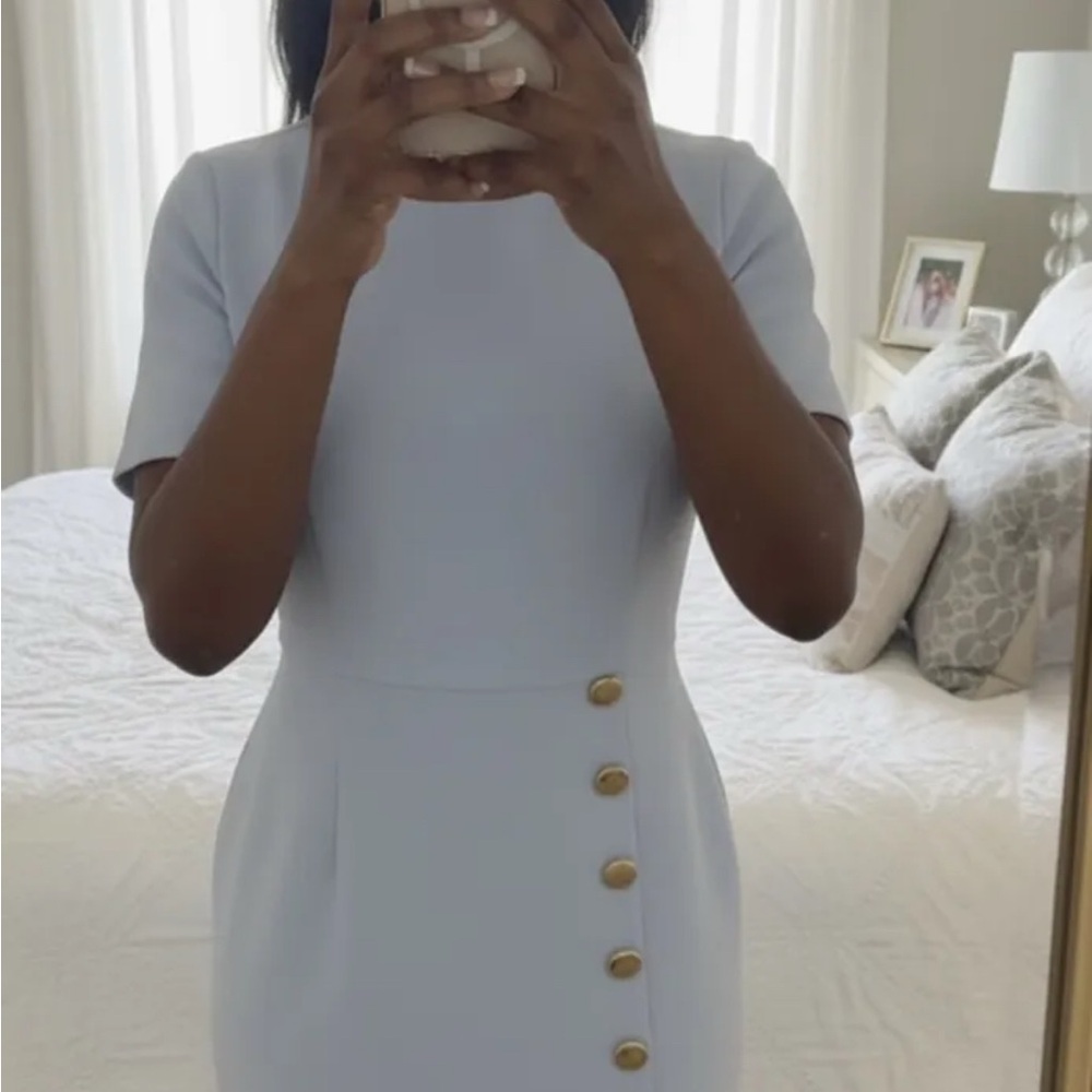 Elegant Blue Button-Down Dress